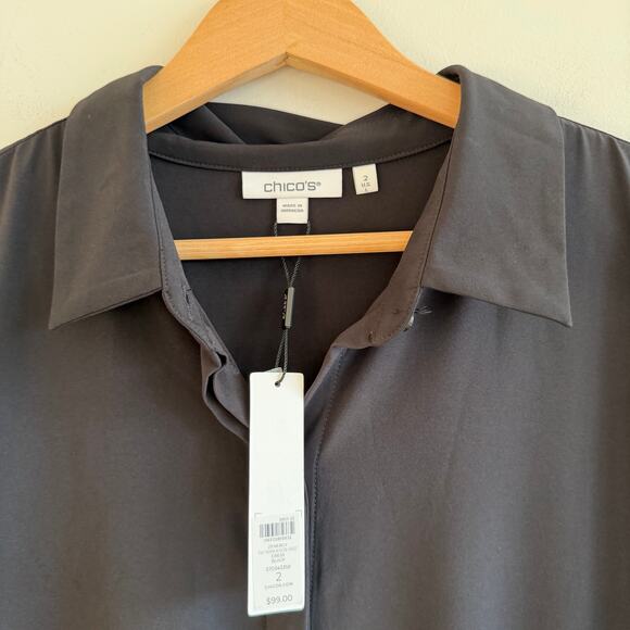 Chico's Zenergy UPF Bungee Half Sleeve Mini Shirt Dress Black L NWT - Picture 8 of 13